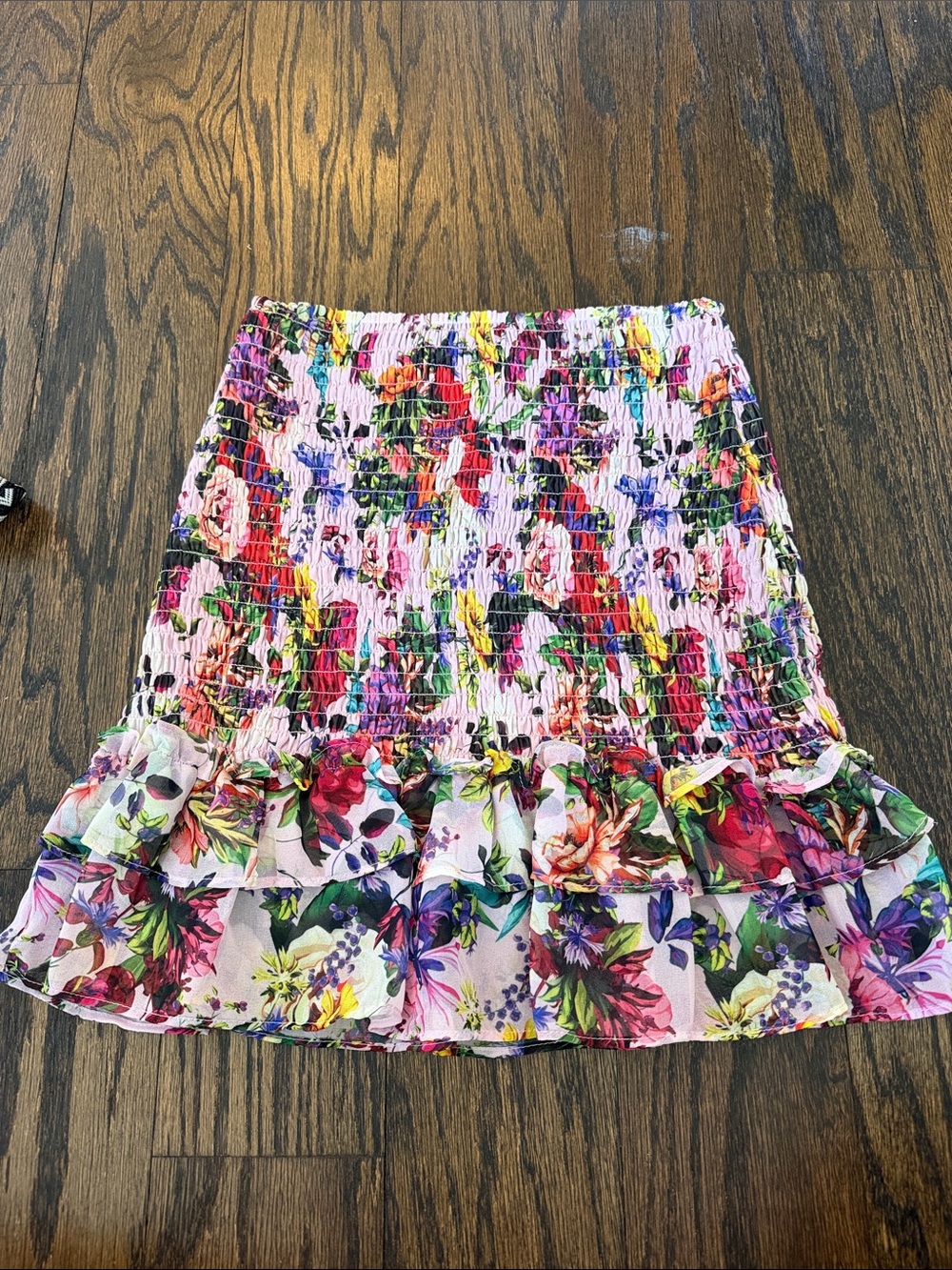 Bloomingdales Aqua Floral Mini Skirt